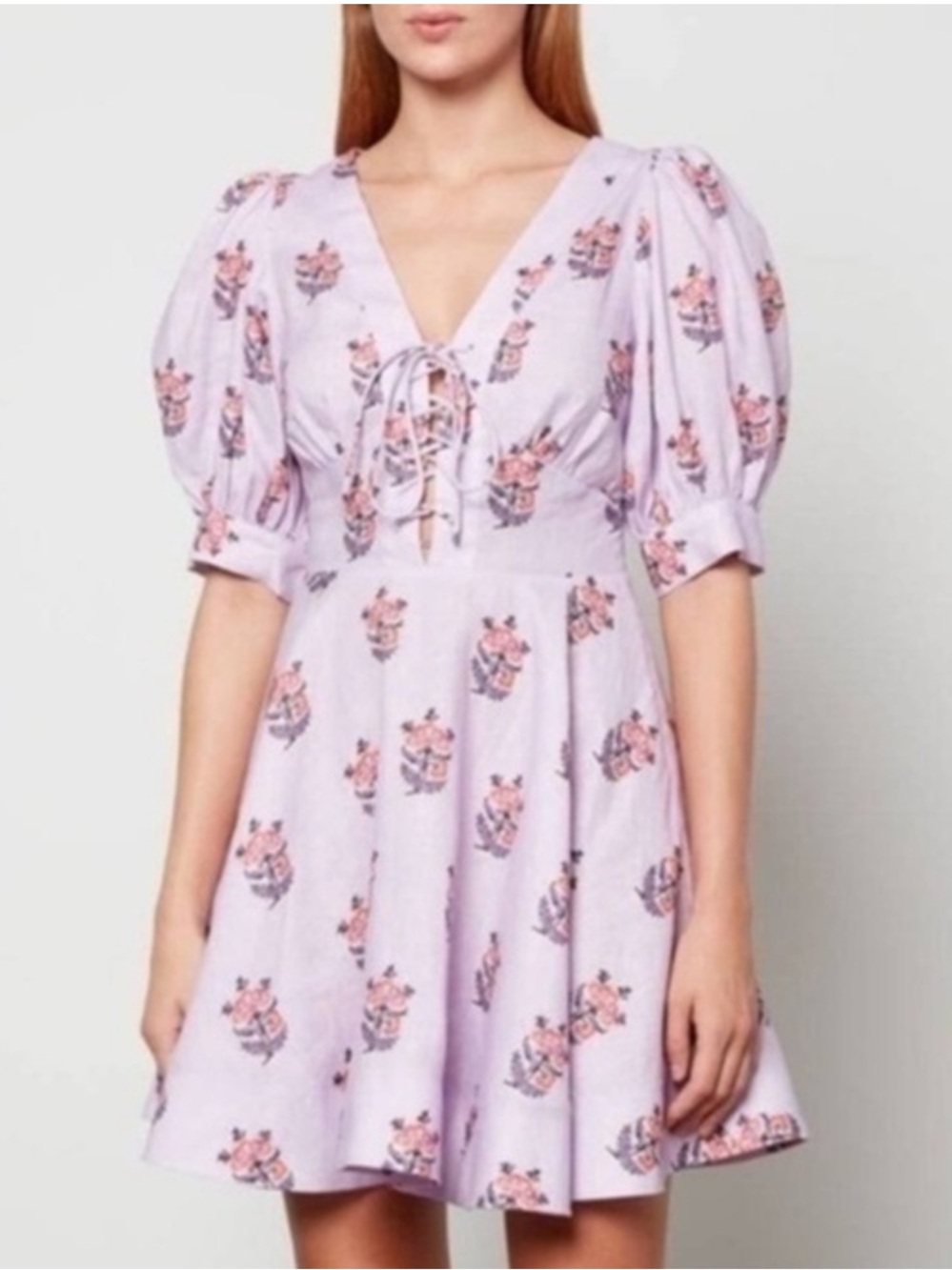 House of Harlow 1960 Lavender Mini Dress with Pink Floral Print
